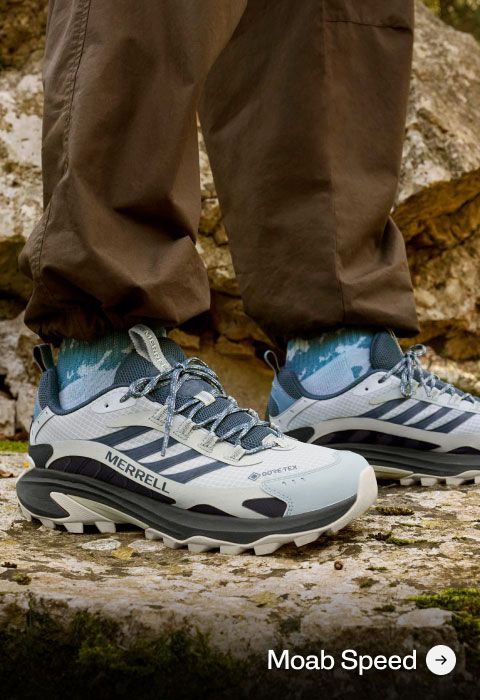 A closeup of Moab speed shoes.
